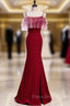 Burgundy Mermaid Spaghetti Straps Formal Prom Dresses