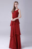 Burgundy Ruffles Chiffon Mother of the Bride Dresses With Jacket