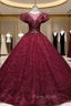Burgundy Sequins Beading Quinceanera Dresses