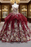 Burgundy Spaghetti Straps Appliques Formal Prom Dresses