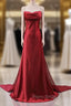 Burgundy Spaghetti Straps Formal Prom Dresses