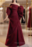 Burgundy Strapless Pleats Split Formal Prom Dresses
