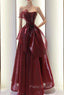 Burgundy Strapless Sleeveless Formal Prom Dresses