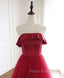 Burgundy Tulle Long Formal Prom Dresses, A line Burgundy Formal Party Dresses
