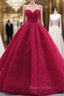 Burgundy Tulle Sweetheart Pleats Hand Work Formal Prom Dresses