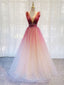 Burgundy V Neck Tulle Sequin Long Formal Prom Dresses Burgundy Formal Dresses