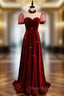 Burgundy Velvet Backless High Neck Formal Prom Dresses