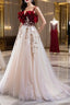 Burgundy Velvet Lace Long Formal Prom Dresses, A-Line Off Shoulder Evening Dresses