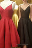 simple real picture red satin spaghetti straps short homecoming Dresses graduation Dresses