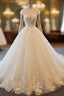 Cap Sleeve Ball Gown Tulle Bridal Gowns Handmade Vintage Sheer Wedding Dresses