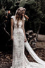 Cap Sleeve Sheath Boho Wedding Dresses Vintage Lace Rustic Wedding Dresses