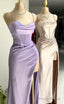 Spaghetti Straps Lilac Evening Party Dresses, Popular Silk Satin Prom Dresses, High Quality Bridesmaid Dresses