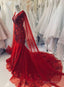 Charming A Line Unique Red Vintage Prom Dresses