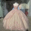 Baby Pink Quinceanera Dress, Elegant Prom Dresses, Long Evening Dress