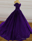 Purple Wedding Dresses, Lace Ball Gown Prom Dress, Off The Shoulder For Women