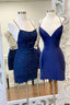 Sexy Straps Sheath Short Homecoming Dress, Lace Backless