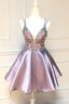 Shot Pink Homecoming Dress, With Floral Embroidery Homecoming Dress 2025