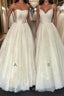 Champagne A-line tulle long Formal Prom dress champagne evening dress