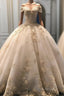 Champagne Ball Gown Formal Prom Dresses Quinceanera Dresses