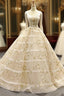 Champagne Ball Gown Straps Tulle Appliques Backless Sweet 16 Formal Prom Dresses
