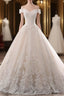 Champagne Ball Gown Tulle Appliques Off The Shoulder Wedding Dresses
