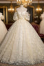 Champagne Flower Short Sleeve Quinceanera Dresses