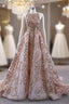 Champagne Gold Sequins Sleeve Formal Prom Dresses