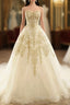 Champagne Lace Long Wedding Dresses, Champagne Bridal Dresses, Champagne Lace Wedding Formal Prom Gown