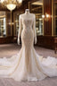 Champagne Mermaid Sequins Beading Formal Prom Dresses