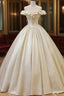 Champagne Off The Shoulder Floor Length Formal Prom Dresses, Elegant A-Line Formal Party Dresses