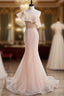 Champagne Pink Mermaid Sequins One Shoulder Formal Prom Dresses