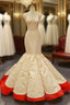 Champagne Red Mermaid Satin V-neck Pleats Formal Prom Dresses