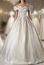 Champagne Satin Long Formal Prom Dresses, Beautiful A-Line Evening Party Dresses