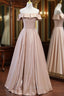 Champagne Satin Off the Shoulder Formal Prom Dresses