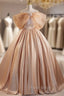 Champagne Satin Strapless Quinceanera Dresses