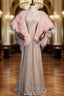 Champagne Sequins Halter Beading Formal Prom With Feather Shawl