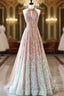 Champagne Sequins Halter Formal Prom Dresses