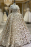 Champagne Tulle Lace Off the Shoulder Butterfly Appliques Wedding Dresses