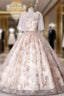Champagne Tulle Lace Quinceanera Dresses