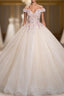 Champagne Tulle Pink Sequins Off the Shoulder Quinceanera Dresses