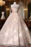 Champagne Tulle Pleats Embroidery Quinceanera Dresses