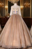 Champagne Tulle Straps Appliques Quinceanera Dresses