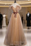 Champagne Wave Point Spagehtti Straps Formal Prom Dresses