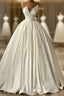 Charmeuse Sleeveless White Wedding Dresses With Beading Off Shoulder Elegant Floor Length
