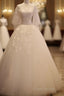 Charming Beautiful Ivory Tulle With Flowers Long Wedding Party Dresses, Tulle Simple Wedding Dresses Formal Prom Dresses Party Dresses