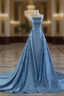 Charming Blue Strapless Formal Prom Dresses,Blue Evening Dresses