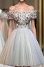 Charming Floral Short Tulle Formal Prom Dresses, Knee Length Party Dresses, Formal Dresses
