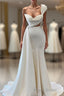 Charming One Shoulder Mermaid Sleeveless Asymmetrical Stretch Satin Formal Prom Dresses