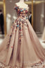Charming Tulle Evening Dresses 3D Flowers Embroidery Formal Prom Gowns