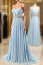 Cheap Blue Sweetheart Chiffon With Crystal Bridesmaid Dresses